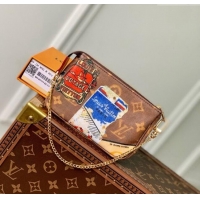 Best Price Louis Vuitton Mini Pochette Accessoires bag in Monogram Canvas with Vintage Hotel Labels M58009 2024