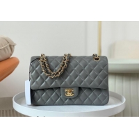 Market Sells Chanel Lambskin Classic Medium Flap Bag A01112 Grey/Gold