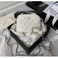 Famous Brand Chanel Grained Calfskin Clutch with Chain AP4000 White 2024