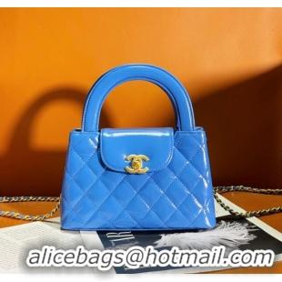 Luxury Classic Chanel Shiny Calfskin Mini Shopping Bag AS4416 Blue 2024