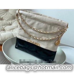 Buy Discount Chanel 22 Shiny Calfskin Patchwork Small Shopping Bag AS3260 Nude/Black 2024