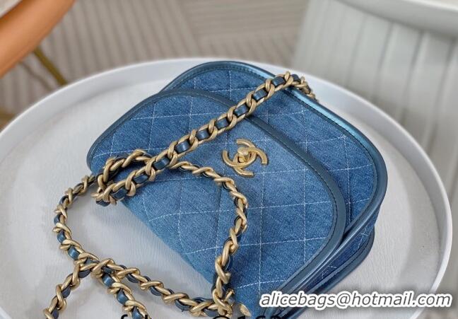 Sophisticated Chanel Washed Denim Small Messenger bag AS4850 Blue 2024