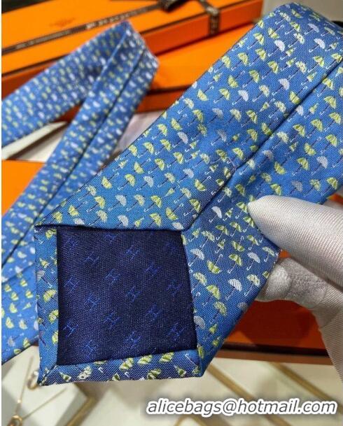 Spot Bulk Hermes Tie 7 Infini Silk Tie H92117 Blue 2023