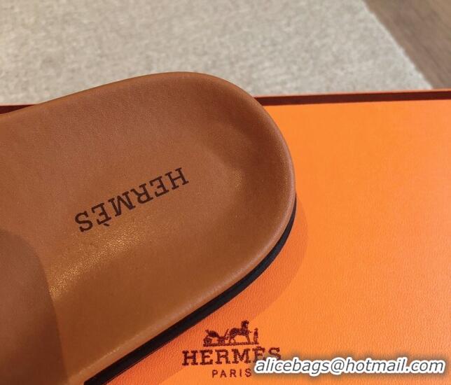 Grade Quality Hermes Empire Thong Slide Sandal in Suede with Kelly Buckle Brown 703025