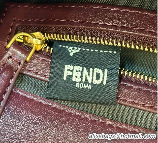 Top Design Fendi Baguette Medium Nappa Leather Bag 0135AM Dark Brown 2024 Top Quality