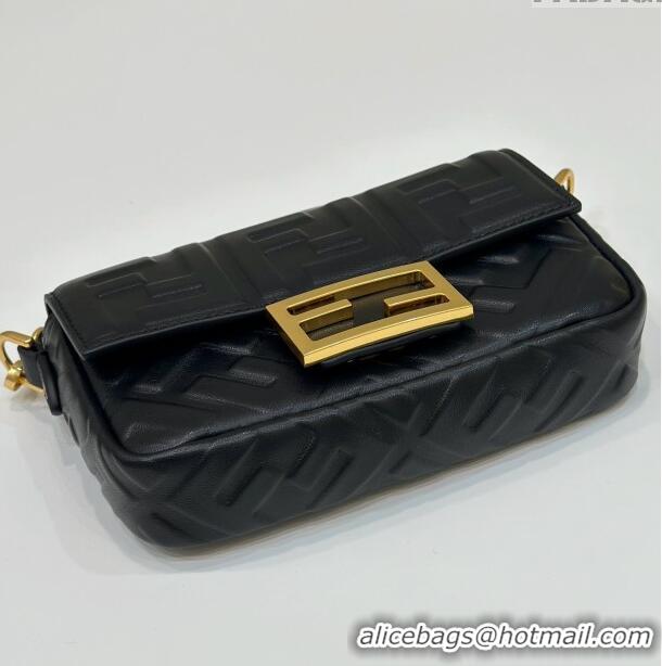 Classic Fendi Baguette Mini Nappa Leather Bag 0135S Black 2024 Top Quality