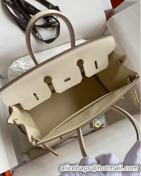 Discount Hermes Birkin 30cm Bag in Original Epsom Leather H30 Milkshake White/Gold 2024 (Full Handmade)