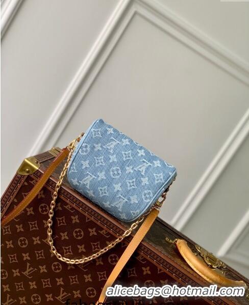 Unique Grade Louis Vuitton Mini Bumbag in Blue Monogram Denim 100% GOTS-certified Cotton M83353 2024