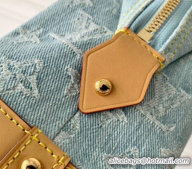 Grade Design Louis Vuitton Pochette Cosmetique GM Clutch in Washed Blue Monogram Denim 100% GOTS-certified Cotton M24317