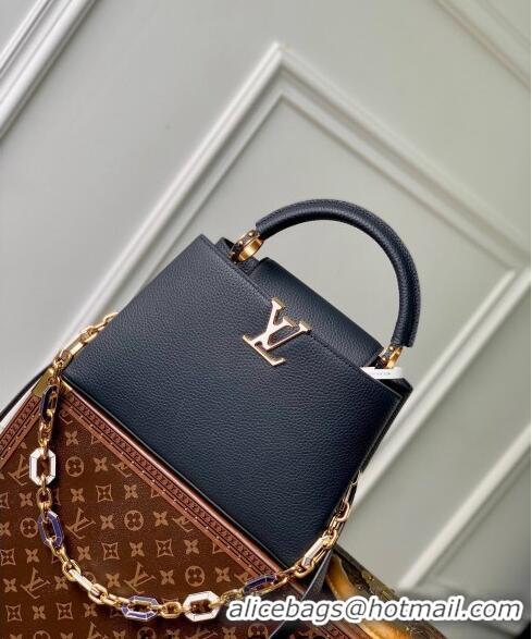 Famous Brand Louis Vuitton Capucines BB Bag in Taurillon Leather M25211 Navy Blue 2024