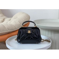 Market Sells Chanel Shiny Lambskin Mini Bag with Top Handle Bag AS4958 Black 2024