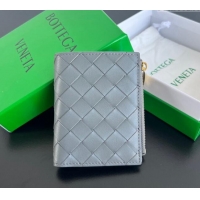 Hot Sell Cheap Bottega Veneta Intrecciato Leather Small Bi-Fold Wallet 742330 Thunder Grey 2024