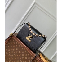 Top Grade Louis Vuitton Twist MM Bag in Epi Leather with Monogram Flower M24044 Black 2024