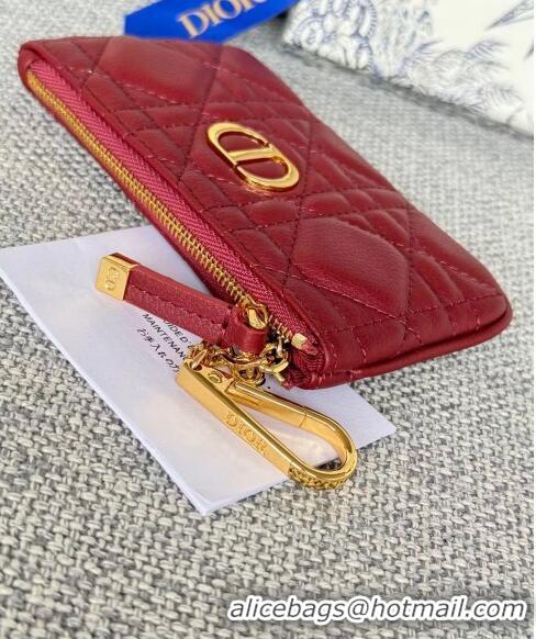 New Arrivals Dior 30 Montaigne Glycine Key Pouch in Grained Calfskin CD5120 Red 2024