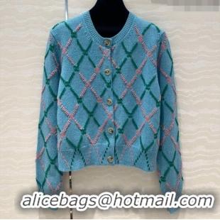 Top Grade Chanel Cashmere Cardigan CH8817 Blue 2024