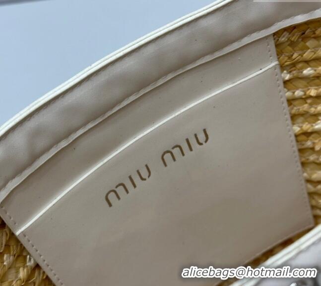 Most Popular Miu Miu Straw Basket bag with Strass Tasel 8038 Beige 2024