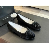 Sophisticated Chanel Velvet Ballet Flats Black 7230042