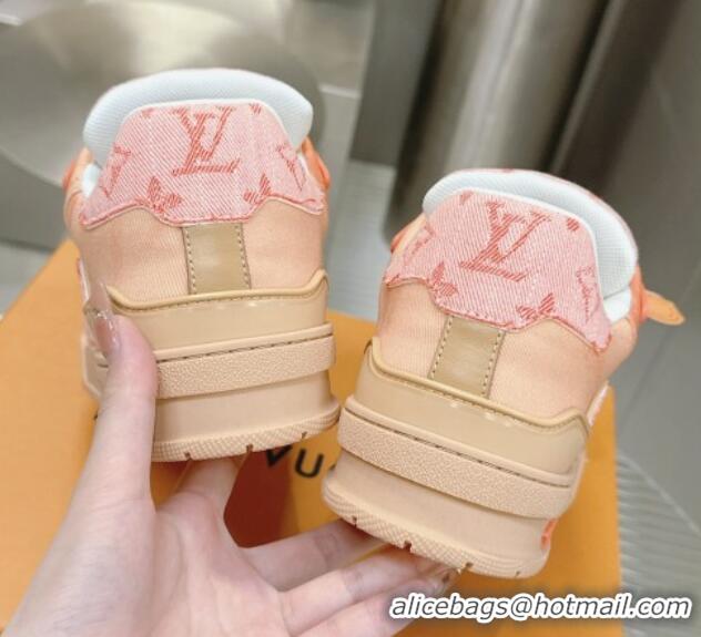 Low Price Louis Vuitton LV Trainer Sneakers in Bleached Monogram Denim Light Pink 724091