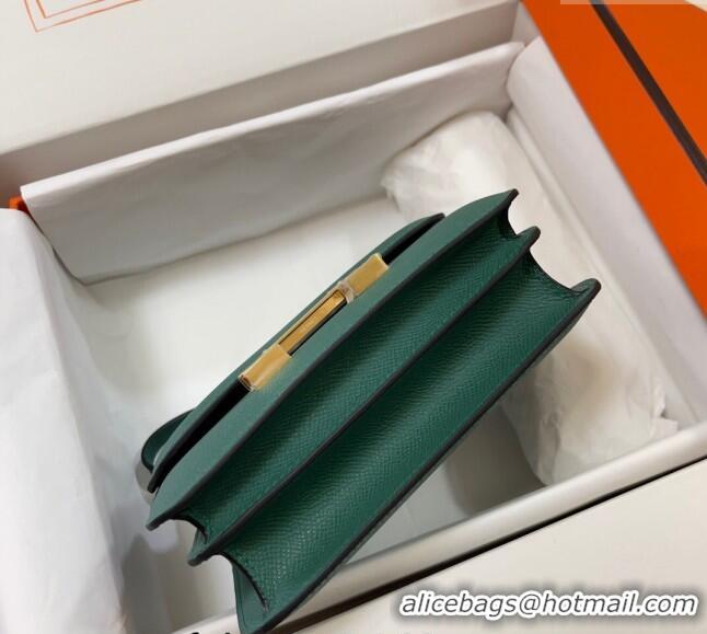 Most Popular Hermes Constance Mini Bag 18cm in Epsom Palm-Grained Leather 8057 Peacock Green/Gold 2024 (Half Handmade)