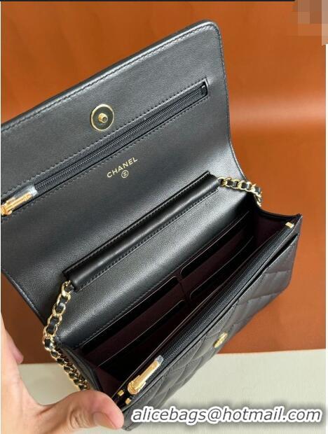 Buy Classic Chanel Lambskin Classic Wallet on Chain WOC CH9092 Black/Gold 2024