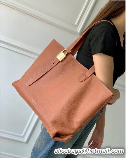 Unique Discount Louis Vuitton Low Key Cabas MM Tote bag in Grained Calfskin M25342 Cognac Brown 2024