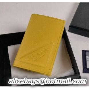 Well Crafted Prada Saffiano Leather Card Holder Wallet 2MC101 Yellow