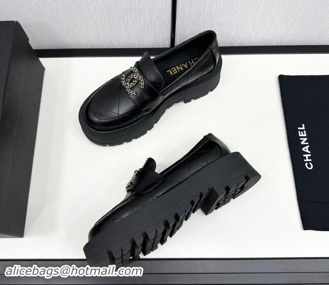 Best Grade Chanel Quilted Calfskin Loafers CH82903 Black 082903