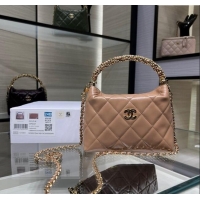 Popular Style Chanel Lambskin Clutch with Chain and Top Handle AP4189 Dark Beige 2024