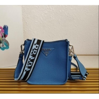 Buy Discount Prada Grained Leather Mini Shoulder Bag 1BH191 Blue 2023