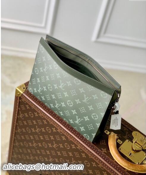 Luxurious Louis Vuitton Pochette Voyage MM Pouch in Khaki Green Monogram Gradient Canvas M61692 2024