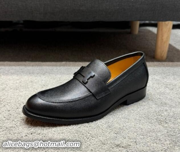 Classic Hot Hermes Men's Pairs Loafer in Epsom Calfskin Black 092105