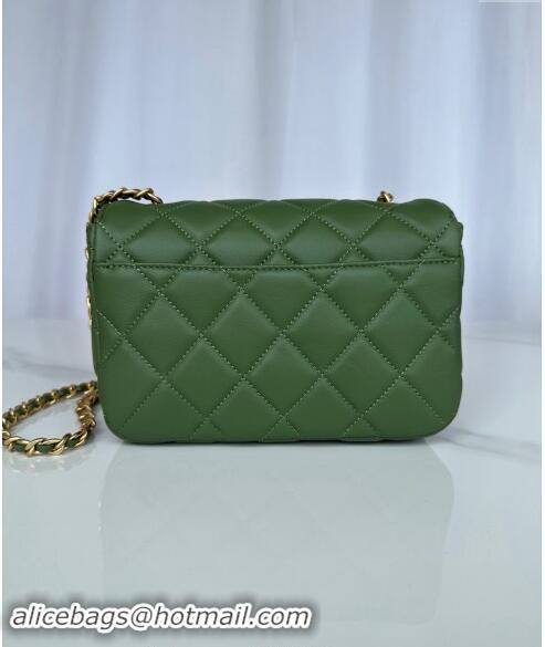 Shop Classic Chanel Shiny Lambskin Mini Flap Bag with Maxi CC Buckle AS5026 Green 2024