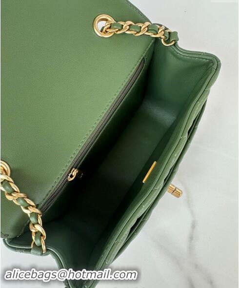 Shop Classic Chanel Shiny Lambskin Mini Flap Bag with Maxi CC Buckle AS5026 Green 2024