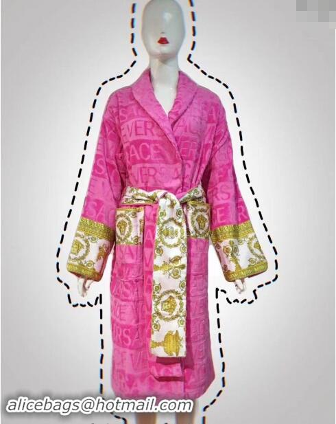 Top Quality Versace Baroque Cotton Bathrobe 0201 Pink 2024 TOP