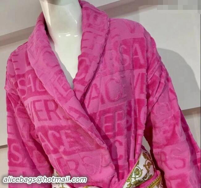 Top Quality Versace Baroque Cotton Bathrobe 0201 Pink 2024 TOP