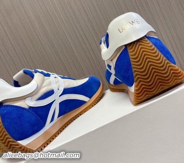 Shop Duplicate Loewe Flow Runner Sneakers in Nylon and Suede L81507 Blue/White 081507