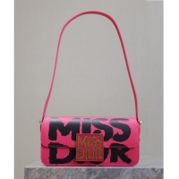 Super Quality Dior Miss Dior Flap Bag in Miss Dior Graffiti Printed Calfskin DR2610 Fuchsia Pink/Black 2024