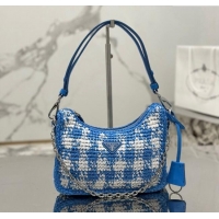 Well Crafted Prada Re-edition crochet mini-bag 1BC204 Light Blue 2023