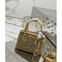 Trendy Design Prada Galleria satin mini-bag with Strass 1BA906 Gold 2024