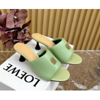 Low Cost Loewe Nappa Leather Heel Slides Sandal 6cm Light Green 703063