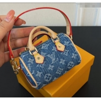 Well Crafted Louis Vuitton Monogram Denim Micro Speedy Bag Charm M01701 Blue 2024