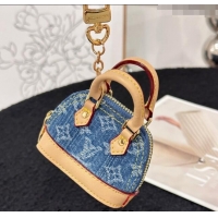 Best Price Louis Vuitton Monogram Denim Micro Alma Key Holder and Bag Charm 0513 Blue 2024