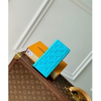 Top Grade Louis Vuitton Brazza Wallet Wallet in Monogram Leather Turquoise Blue M11467 2024