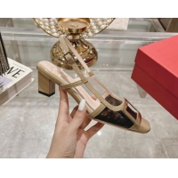 Popular Style Roger Vivier Belle Vivier Slingback Pumps 4.5cm in patent fabric Khaki 812124