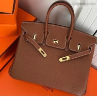 Good Product Hermes Birkin 25cm Bag Brown in Togo Leather With Gold Hardware 423012