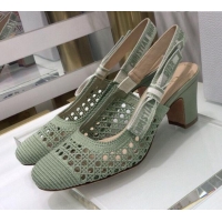 Low Price Dior x Moi Slingback Pumps 6.5cm in Green Cannage Embroidered Mesh 042718