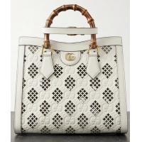 New Design Gucci Diana Small Tote Bag GG Perforated Leather ‎702721 Off White