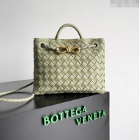 Luxury Discount Bottega Veneta Small Andiamo Top Handle Bag in Intrecciato Leather 743568 Light Green 2024
