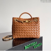 New Discount Bottega Veneta Small Andiamo Top Handle Bag With Chain 786008 Brown 2024